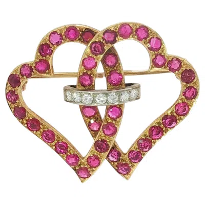 Pre-owned Buccellati Buccelatti Witches Heart Brooch Diamond Accent 18k Yellow Gold