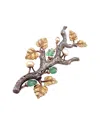 BUCCELLATI BUCCELLETI 18K TWO-TONE EMERALD & 3-5MM PEARL TWIG BROOCH (AUTHENTIC PRE-  OWNED)