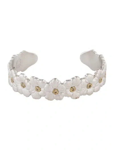 Pre-owned Buccellati Diamond Blossoms Cuff Bracelet, 7" In Multicolor