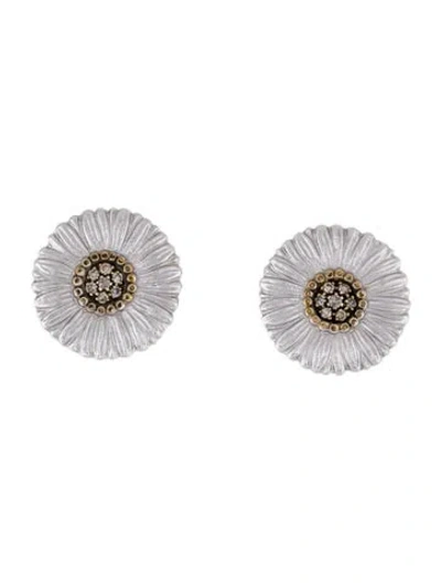 Pre-owned Buccellati Diamond Blossoms Daisy Button Stud Earrings In Multi