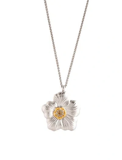 Pre-owned Buccellati Diamond Flower Pendant Necklace, 16.75" In Multi