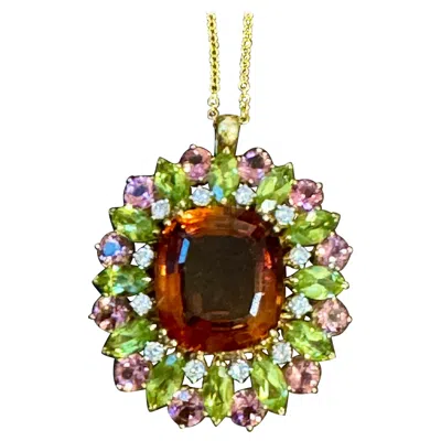 Pre-owned Buccellati Estate  Gia Certified Orange Citrine, Diamond Pin/pendant 18kg 21.8gm