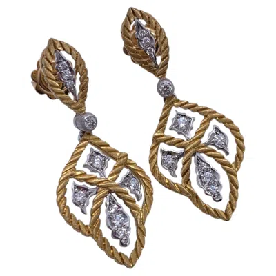 Pre-owned Buccellati Etoilee 18k Yellow Gold Diamond Drop Dangle Earrings