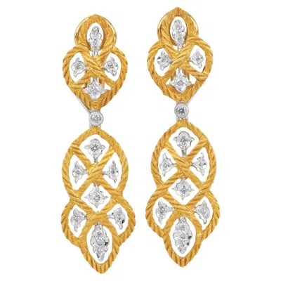 Pre-owned Buccellati Étoilée Diamond 18k Gold Day Night Drop Earrings In Multi