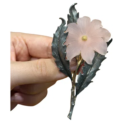 Pre-owned Buccellati Flower Brooch In Silver And Quartz, Circa 1960s In Multi
