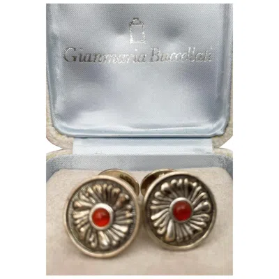 Pre-owned Buccellati Italian Pair Of Sterling Silver Cufflinks In Floral Design