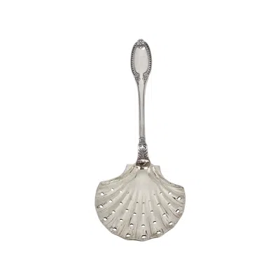 Pre-owned Buccellati Italy Sterling Silver Pierced Pea Serving Spoon #23333 In Multi
