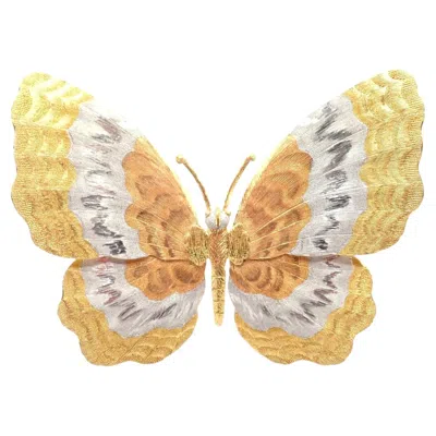 Pre-owned Buccellati Large Butterfly Yellow White Rose Gold Pin Brooch