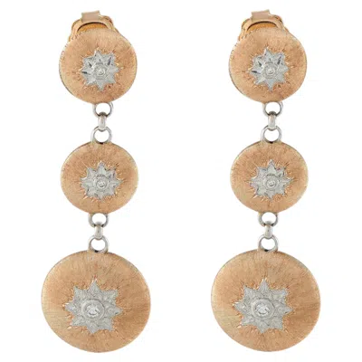 Pre-owned Buccellati Macri 18k Rose Gold Graduating Disc Drop Earrings Bu08-070926 In Red