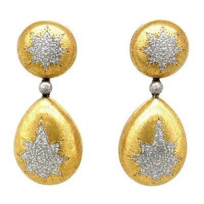 Pre-owned Buccellati 'macri Classica' 18 Karat Yellow And White Gold Drop Earrings