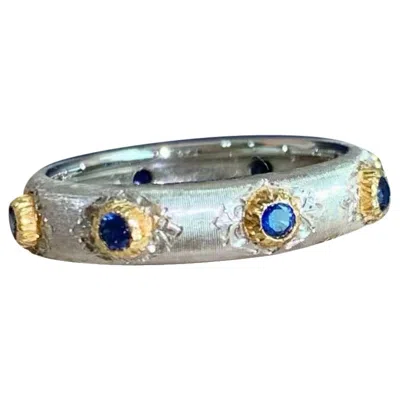 Pre-owned Buccellati Macri Positano Sapphire White Gold Ring, Size 48