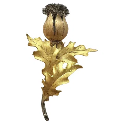 Pre-owned Buccellati Mario  18k Gold Thistle Brooch In Multi