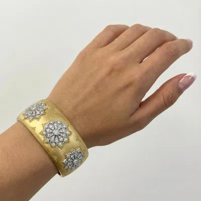 Pre-owned Buccellati Mario  18kt Yellow And White Gold Diamond Openwork Bangle