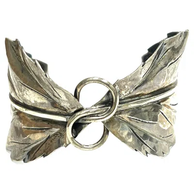 Pre-owned Buccellati Mario Leaf Sterling Silver Cuff Bracelet In Multi