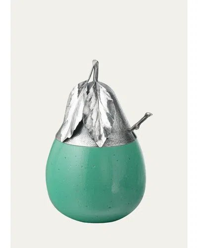 Buccellati Murano Glass & Sterling Silver Green Pear Jam Jar