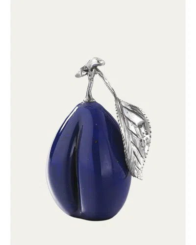 Buccellati Murano Glass & Sterling Silver Plum Placecard Holder In Blue
