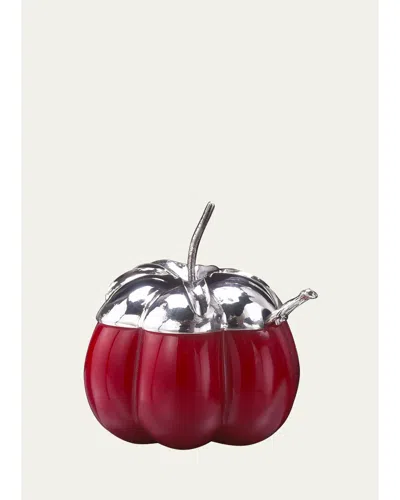 Buccellati Murano Glass & Sterling Silver Tomato Jam Jar In Red