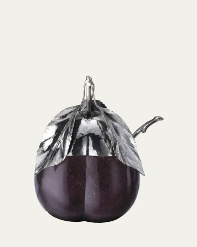 Buccellati Murano Glass & Sterling Silver Violet Plum Jam Jar In Blue