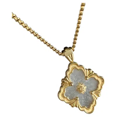 Pre-owned Buccellati Opera Tulle 18k Gold Lavender Jade Diamond Pendant Necklace In Purple