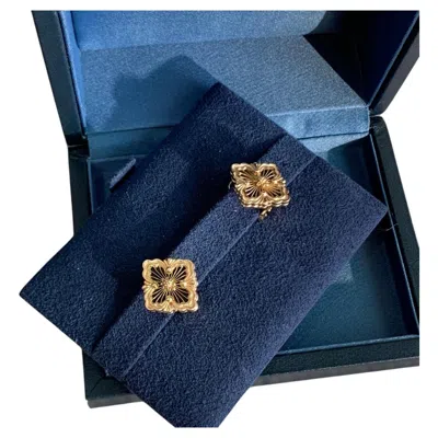 Pre-owned Buccellati Opera Tulle 18k Rose Gold Black Onyx Button Earrings In Red