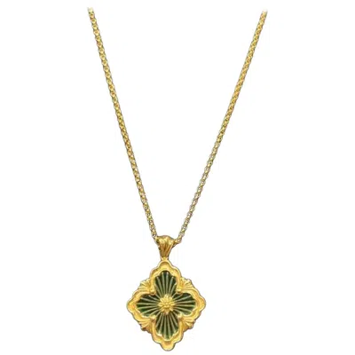 Pre-owned Buccellati Opera Tulle 18k Yellow Gold Green Enamel Pendant