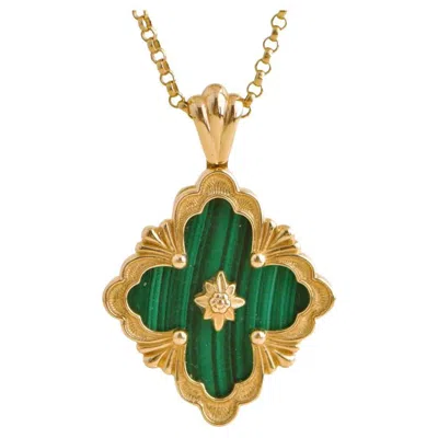 Pre-owned Buccellati Opera Tulle Malachite 18k Yellow Gold Pendant Necklace