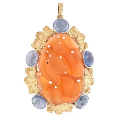 Pre-owned Buccellati Orange Jade & Sapphire Pendant