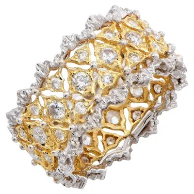 Pre-owned Buccellati Pizzo Venezia Ring, 0.78ct Diamond, 18k Gold, Italy In Multi
