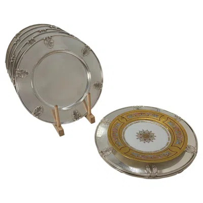 Pre-owned Buccellati Rare Gianmaria  Set Of 8 Sterling Silver Chargers In Laura Pattern In Brown