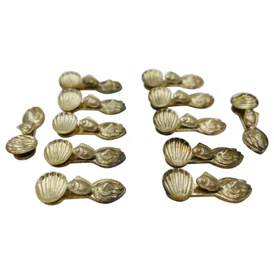 Pre-owned Buccellati Set Of 12,  Style Italian Silvered Fish / Shell Form Individual Salts In Gold