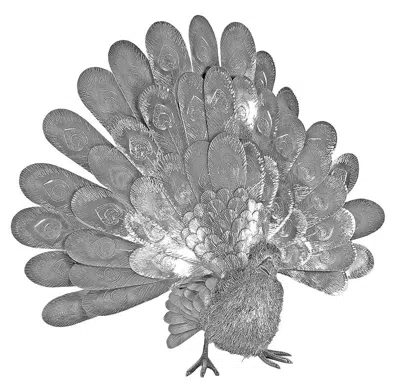 Pre-owned Buccellati Silver Furry Animals Peacock