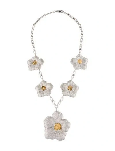 Pre-owned Buccellati Two-tone Blossom Gardenia Necklace, 19.5" In Multi