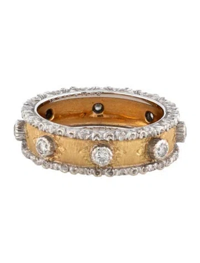 Pre-owned Buccellati Vintage 18k Diamond Band Ring In Multicolor