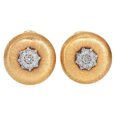 Pre-owned Buccellati Vintage 18k Gold Dome Shape Large Button Earrings In Multi