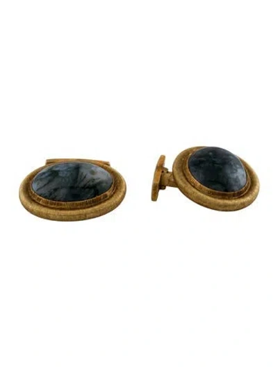 Pre-owned Buccellati Vintage 18k Moss Agate Cufflinks In Multi