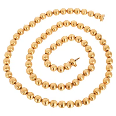 Pre-owned Buccellati Vintage 18k Solid Gold Satin Beaded Ball Link Necklace In Multi