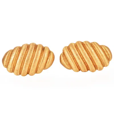 Pre-owned Buccellati Vintage 1970s  18k Gold Oval Ridged Cufflinks In Multi