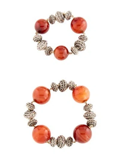 Pre-owned Buccellati Vintage Agate Convertible Bracelet Necklace, 18.5" In Multicolor