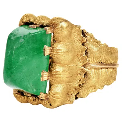 Pre-owned Buccellati Vintage  12.27cts Emerald Cabochon In Green