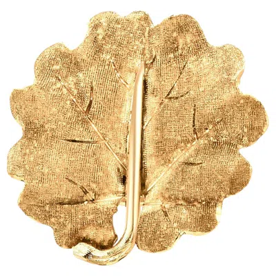Pre-owned Buccellati Vintage  18k Yellow Gold Textured Leaf Collar Button Brooch