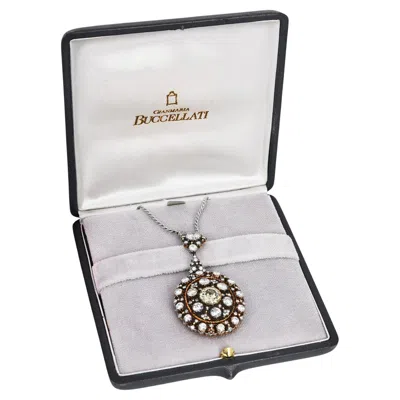 Pre-owned Buccellati Vintage  Diamond 18k Gold Convertible Necklace And Brooch Pin In Multi