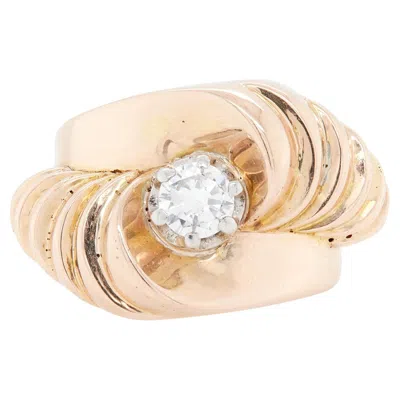 Pre-owned Buccellati Vintage  Diamond And 18 Carat Yellow Gold Sculptural Swirl Dress Ring