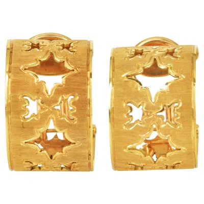 Pre-owned Buccellati Vintage  Open-work 18k Gold Hoop Earrings In Multi