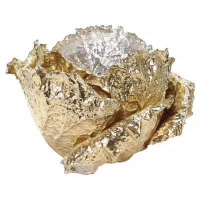 Pre-owned Buccellati Vintage  Parcel Gilt Sterling Silver Figural Cabbage Centerpiece In Sand