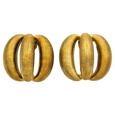 Pre-owned Buccellati Vintage  Torchon Domed Earrings In Brushed 18 Karat Yellow Gold