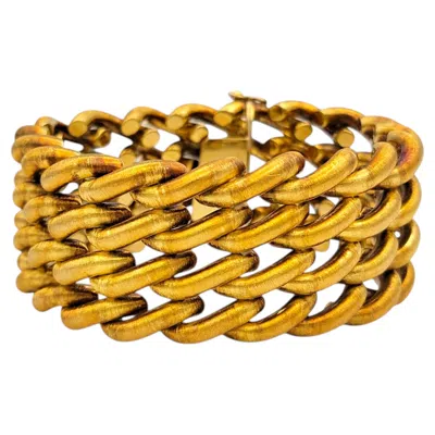 Pre-owned Buccellati Vintage  Woven Wide Link Bracelet In Brushed 18 Karat Yellow Gold