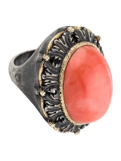 Pre-owned Buccellati Vintage Coral Cocktail Ring In Orange