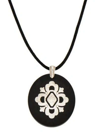 Pre-owned Buccellati Wood Pendant Necklace, 28" In Multicolor