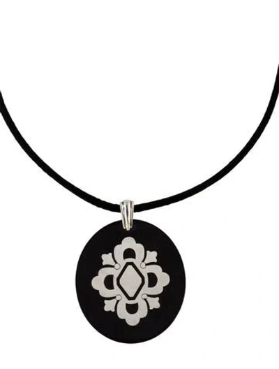 Pre-owned Buccellati Wood Pendant Necklace, 30" In Black