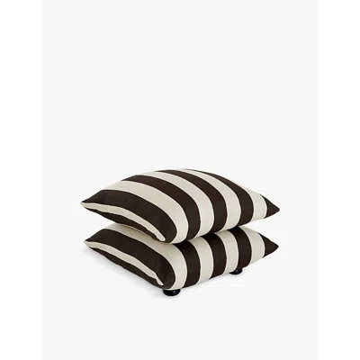 Buchanan Studio Double-cushion Linen Footstool 45cm Earth